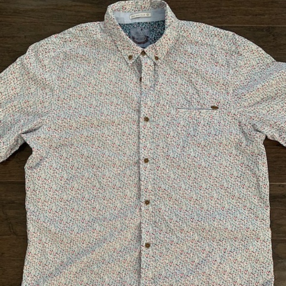 MENS CHEVIGNON SHORT SLEEVED FLORAL BUTTON UP - Picture 1 of 3